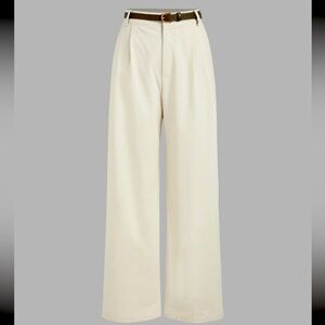 Solid Beige Linen Pants